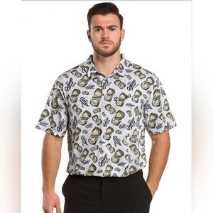 Proud 90 Golf Polo Shirt Size 2XL White Beer Cans Polyester Blend